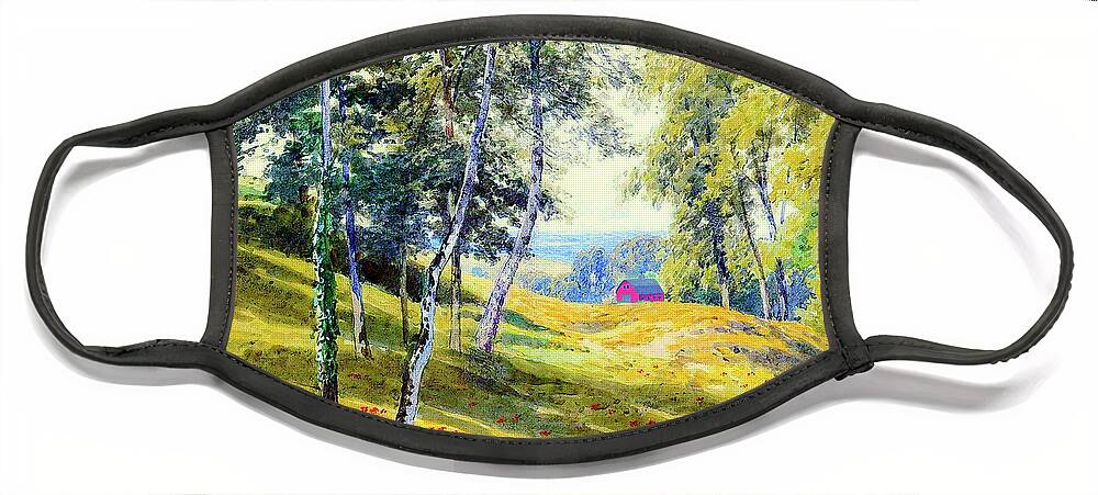 Landscape Face Mask featuring the painting A Joy Filled Day by Jane Small