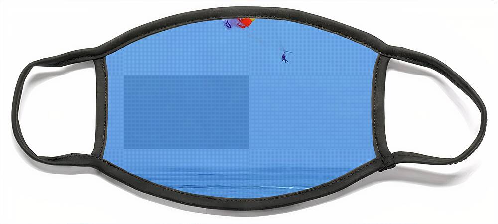 Digital Art Face Mask featuring the photograph A paragliding Benidorm beach-Spain by Pics By Tony