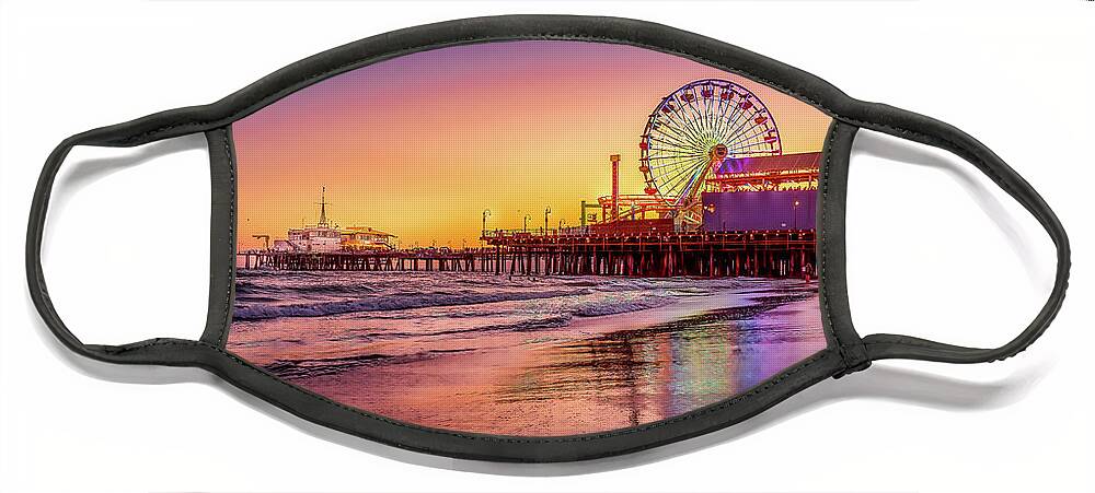 California Face Mask featuring the photograph A Peer at Santa Monica by Dee Potter
