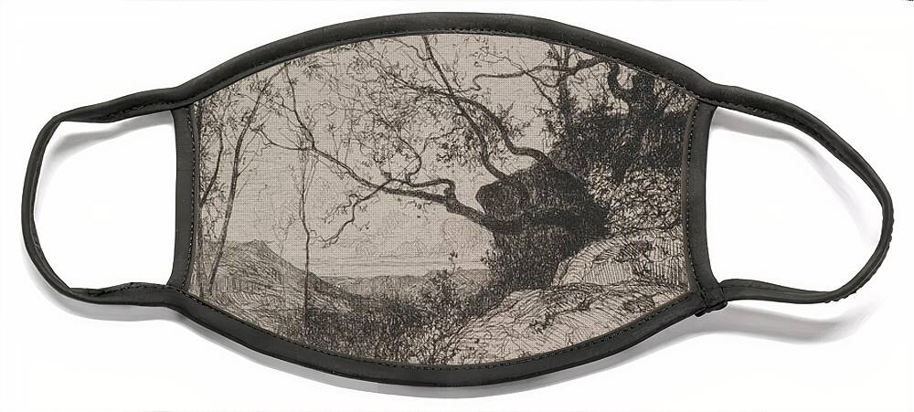 A Pond 1867 Adolphe Appian French 1818 To 1898 Face Mask featuring the painting A Pond 1867 Adolphe Appian French 1818 to 1898 by MotionAge Designs