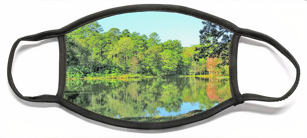 Pond Face Mask featuring the photograph A Pond Full Of Trees by Ed Williams