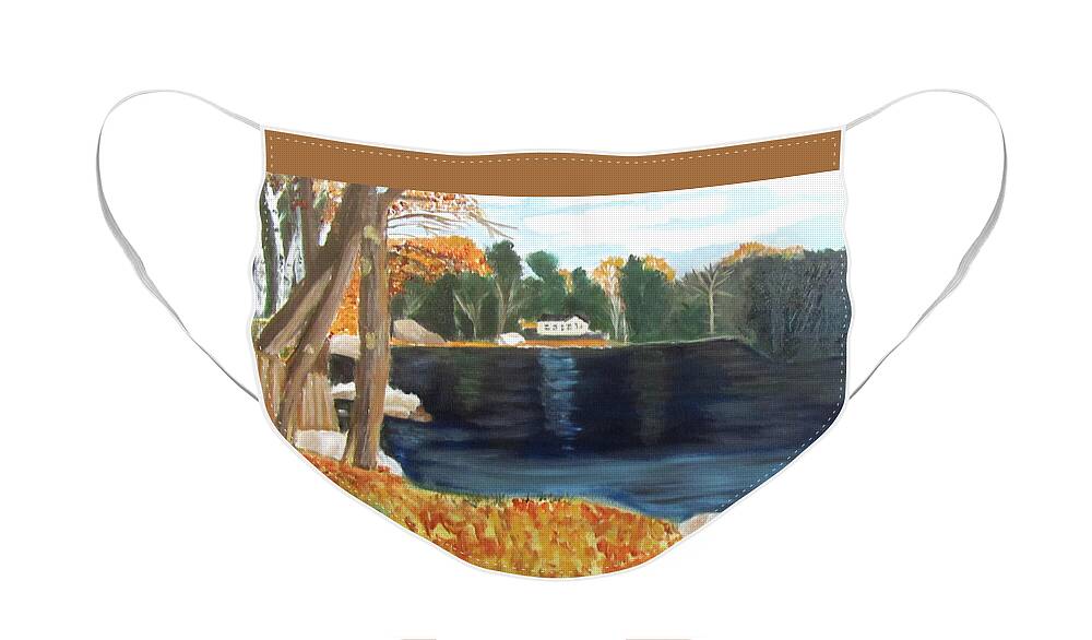 Maine Face Mask featuring the painting A Quiet Day by Linda Feinberg