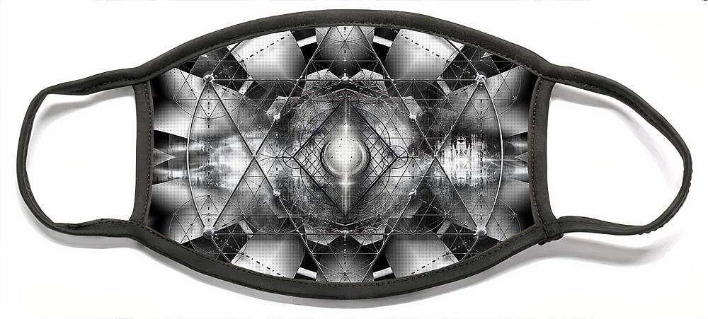 Sacred Geometry Face Mask featuring the digital art A Silver Lining by Michael Damiani