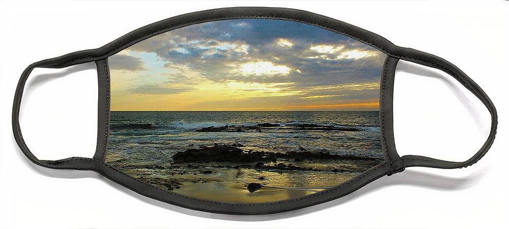 Beach Face Mask featuring the photograph A Sunset with Peace by Marcus Jones