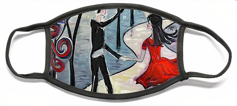 Romantic Couple Face Mask featuring the painting Dancing in the Moonlight by Roxy Rich