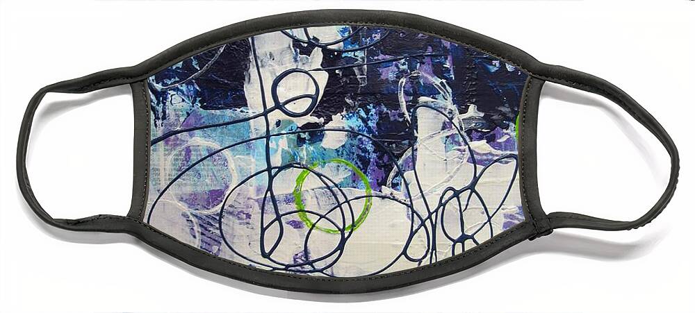 Abstract Face Mask featuring the painting A Touch of Green by Louise Adams