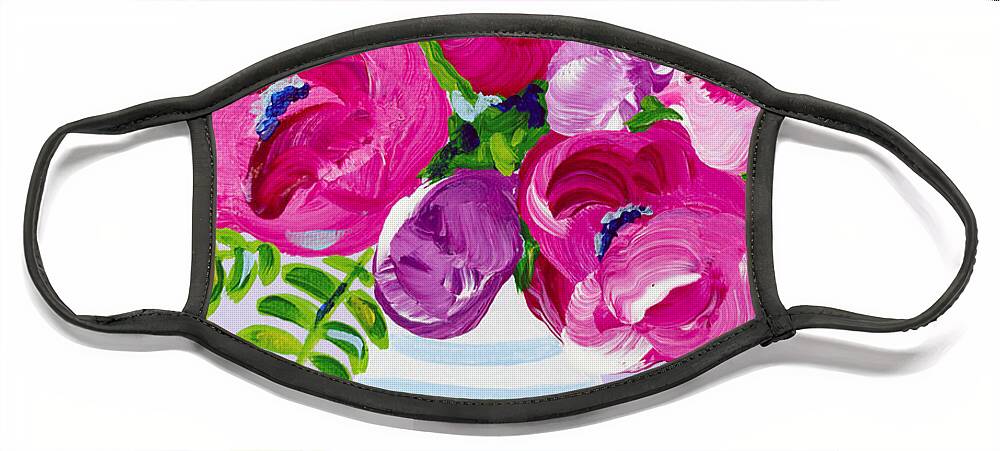 Abstract Floral Face Mask featuring the painting A Touch of Violet by Beth Ann Scott