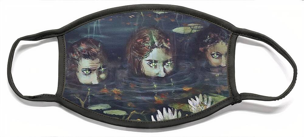  Halloween Face Mask featuring the painting A Trio of Witches by Tom Shropshire