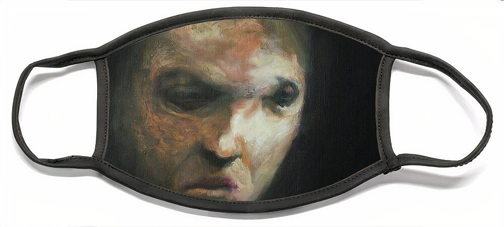 #jacktheripper Face Mask featuring the painting A Whitechapel's Woman by Veronica Huacuja
