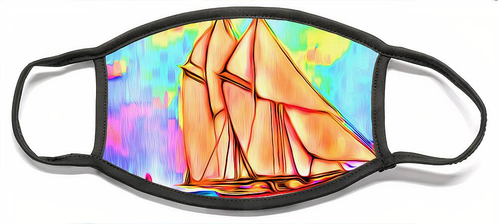 Abstract Face Mask featuring the digital art A Wind at My Sails - Abstract by Ronald Mills