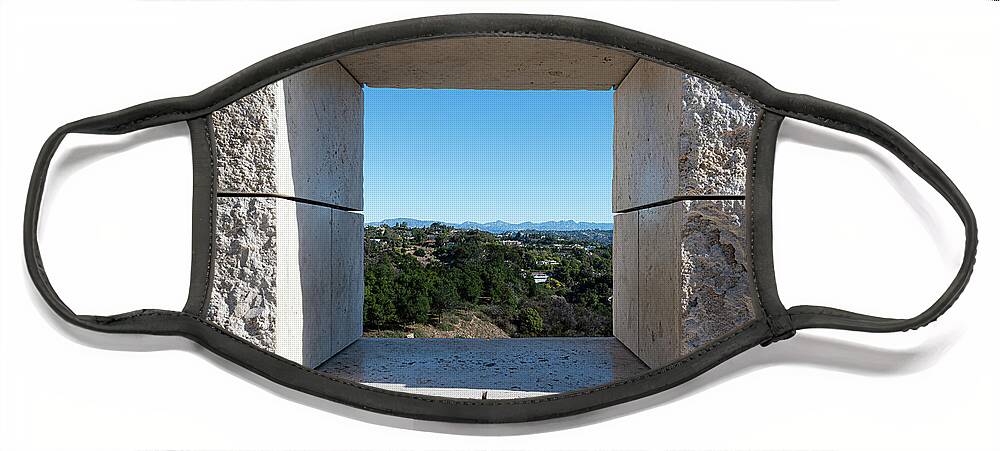 Brentwood Face Mask featuring the photograph A Window on Los Angeles from Afar by David Levin