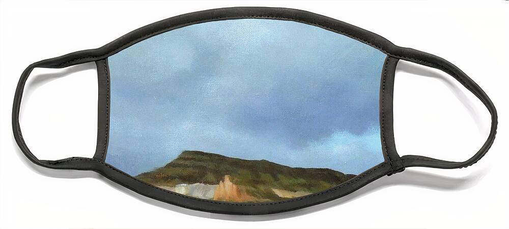 New Mexico Face Mask featuring the painting A Wintry Day in Abiquiu by Phyllis Andrews