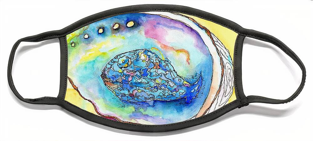 Shell Face Mask featuring the painting Abalone Shell Reflections by Carlin Blahnik CarlinArtWatercolor