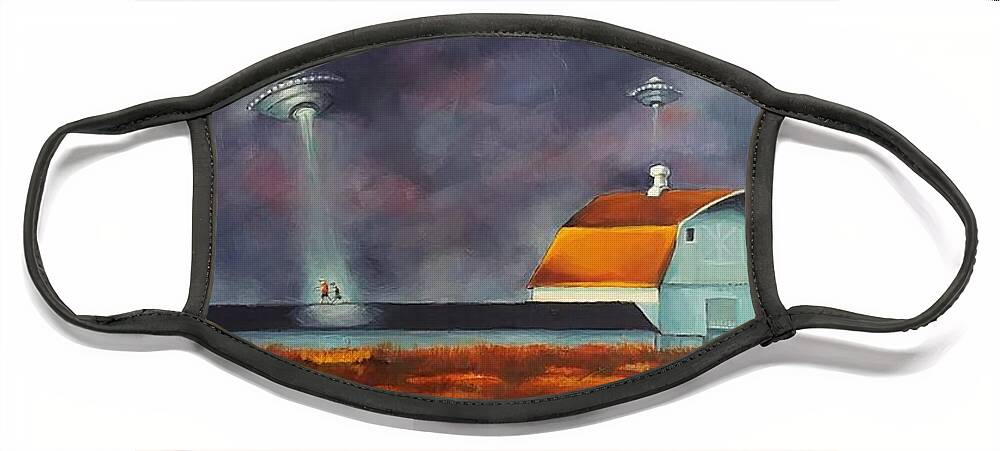 Alien Face Mask featuring the painting Abduction of the Innocents by Jean Cormier
