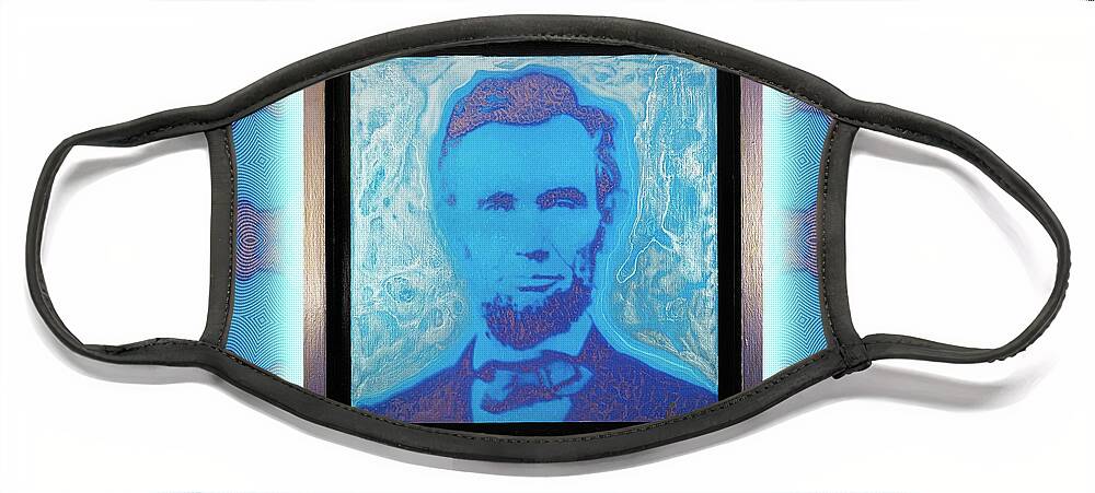 Wunderle Art Face Mask featuring the mixed media Abraham Lincoln V1B.L by Wunderle