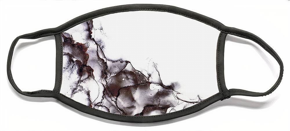 Ink Face Mask featuring the photograph Abstract alcohol in background in smokey black, red and rust tones by Jane Rix