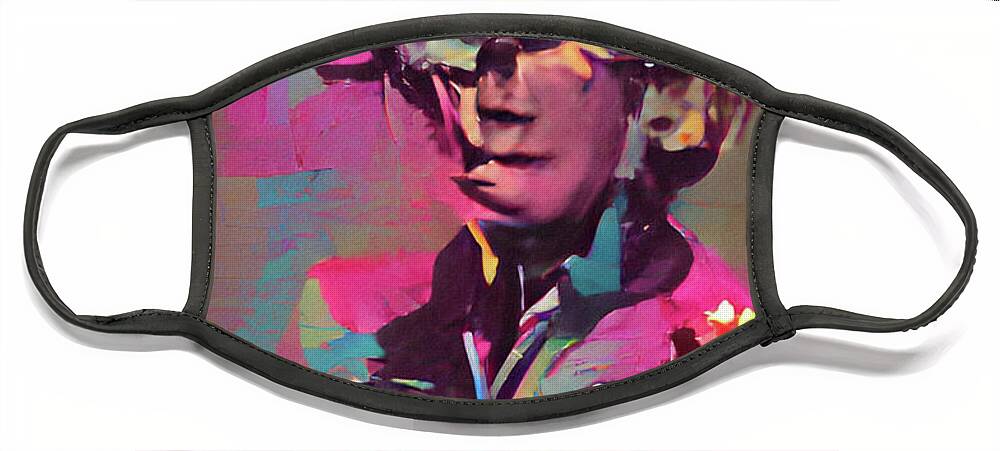 Richard Reeve Face Mask featuring the digital art Abstract Andy by Richard Reeve