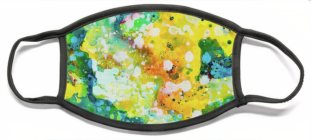 Abstract Face Mask featuring the painting Abstract by Maria Meester