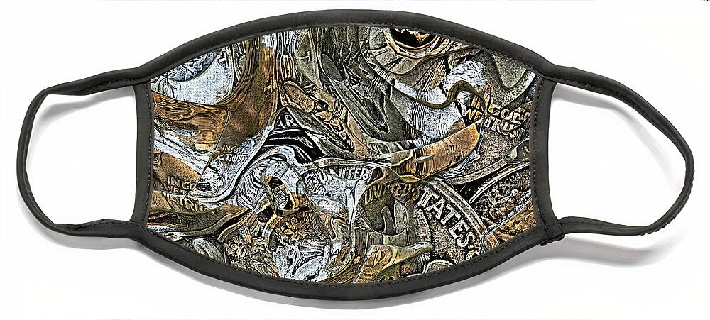 Coins Face Mask featuring the digital art Abstract Old Coins by Phil Perkins