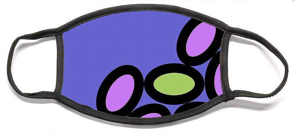 Abstract Face Mask featuring the digital art Abstract Ovals on Twilight by Donna Mibus