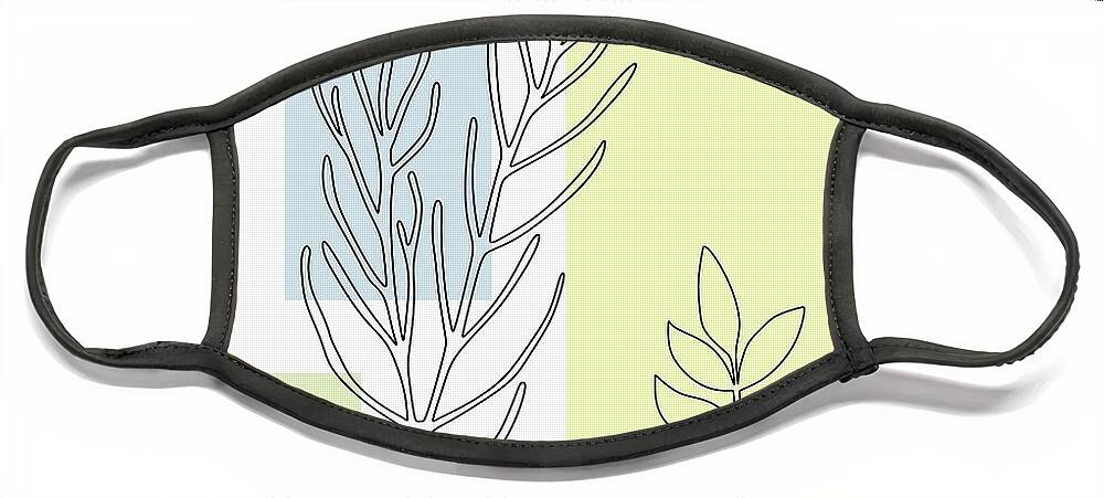 Botanical Face Mask featuring the digital art Abstract Plants Pastel 3 by Donna Mibus