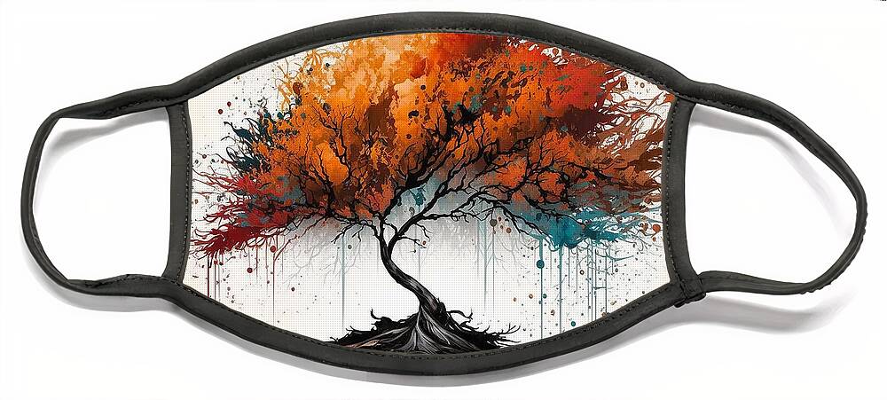 Tree Face Mask featuring the digital art Abstract Tree 004 by Howard Roberts