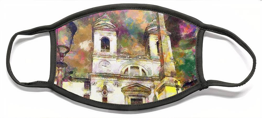 Art Paint Face Mask featuring the photograph Abstract Trinita dei Monti Paint by Stefano Senise