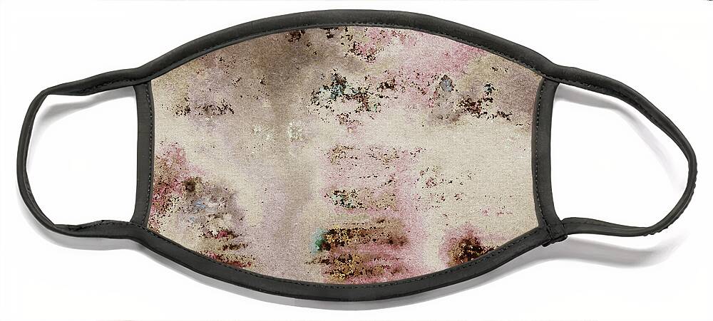 Granite Face Mask featuring the painting Abstract Watercolor Granite Stone Surface Beige And Brown by Irina Sztukowski