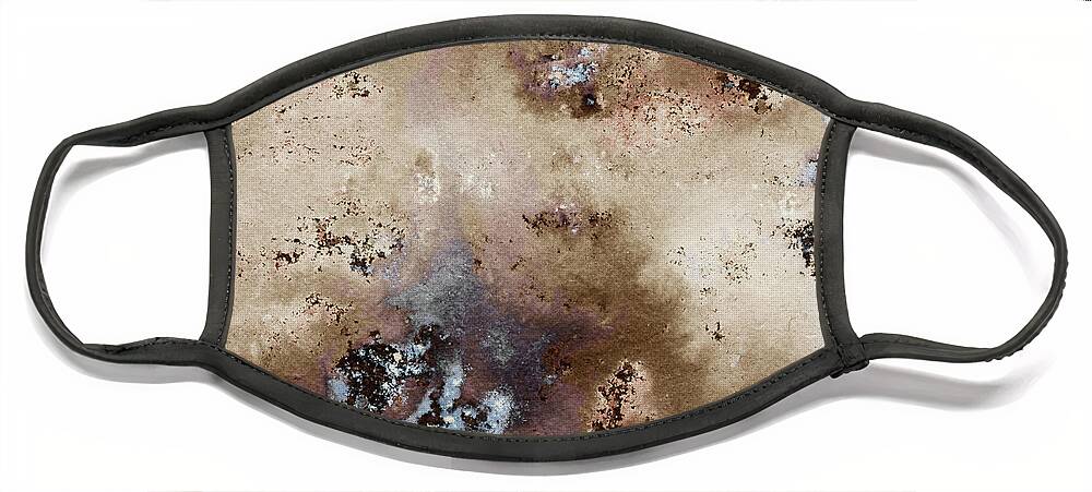 Granite Face Mask featuring the painting Abstract Watercolor Granite Stone Surface Brown And Beige by Irina Sztukowski