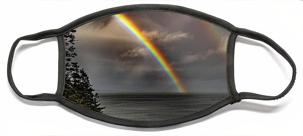 Maine Face Mask featuring the photograph Acadia Double Rainbow II by William Christiansen