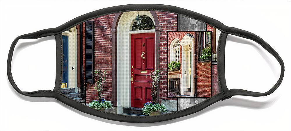 Acorn Face Mask featuring the photograph Acorn Street Doors by Susan Candelario