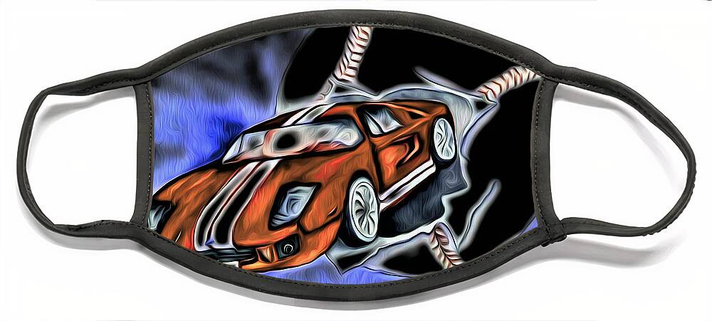 Abstract Face Mask featuring the digital art Actual Sports Car Abstract by Ronald Mills