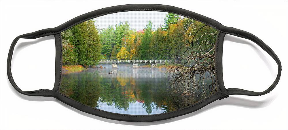Fall Face Mask featuring the photograph Adirondacks Autumn at Rich Lake 6 by Ron Long Ltd Photography