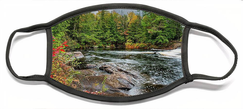 Fall Face Mask featuring the photograph Adirondacks Autumn at Bog River Falls 2 by Ron Long Ltd Photography