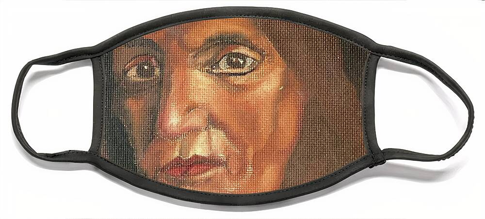 Portrait Face Mask featuring the painting aElderly Lebanese Woman by David Euler