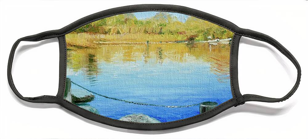 Lake Face Mask featuring the painting Afternoon at Alphington Quarry by Dai Wynn