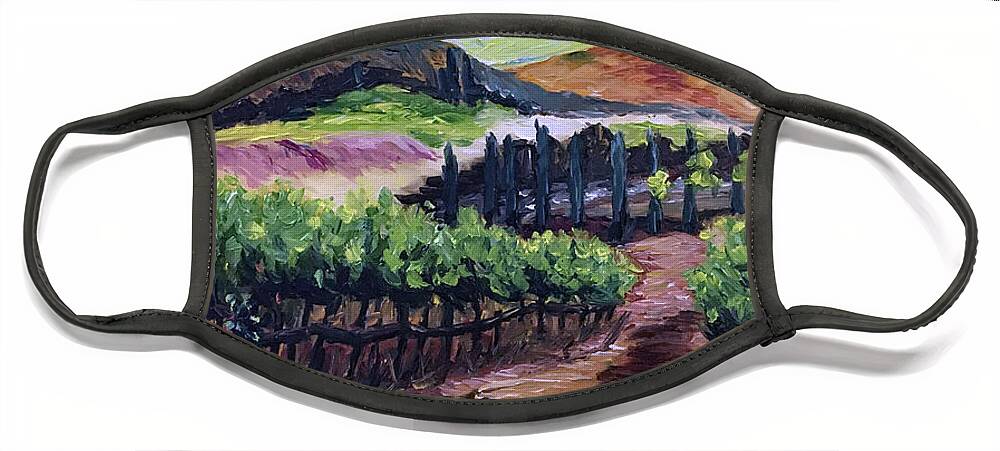 Landscape Face Mask featuring the painting Afternoon Vines by Roxy Rich