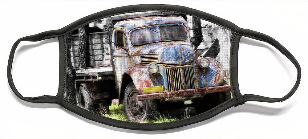 Vintage Truck Photo Prints Face Mask featuring the digital art Aged 01 by Kevin Chippindall