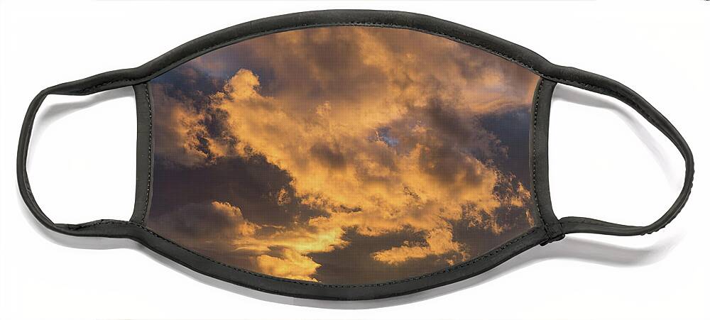 Clouds Face Mask featuring the photograph Air and golden light, sea of clouds by Adriana Mueller