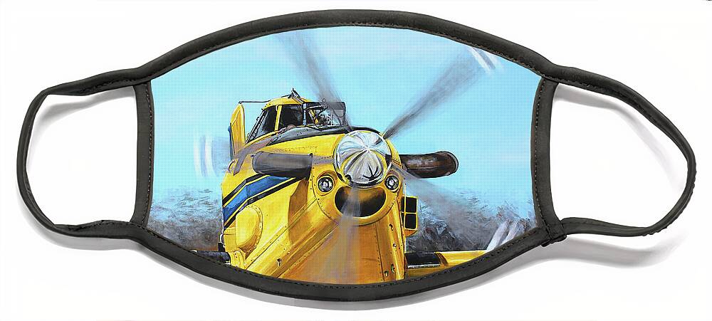 Air Tractor Face Mask featuring the painting Air Tractor 802 Front by Karl Wagner