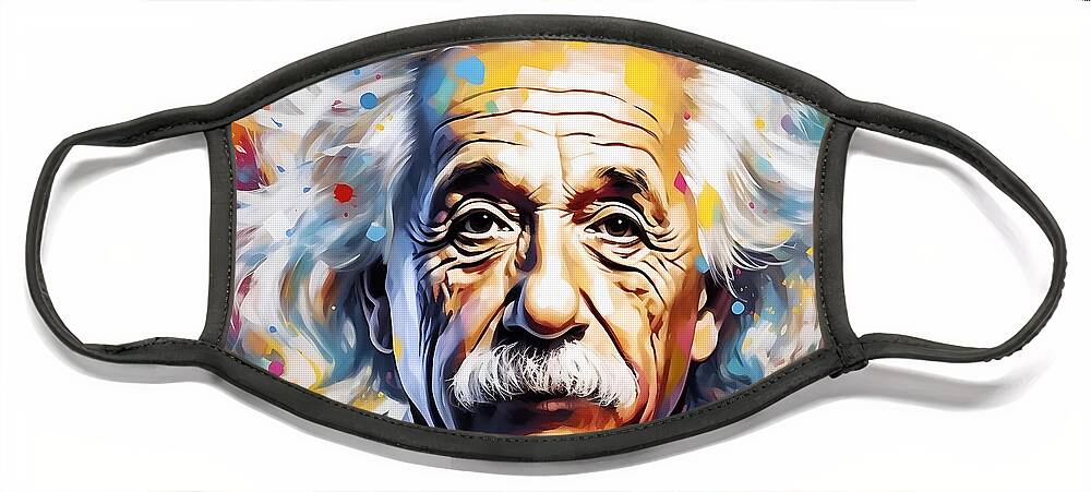 Albert Einstein Face Mask featuring the painting Albert Einstein Painting by Mark Ashkenazi