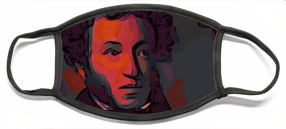 Alexander Pushkin Face Mask featuring the digital art Alexander Pushkin by Joe Roache