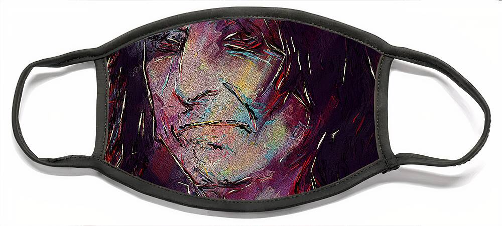 Alice Cooper Face Mask featuring the digital art Alice Cooper by David Lane