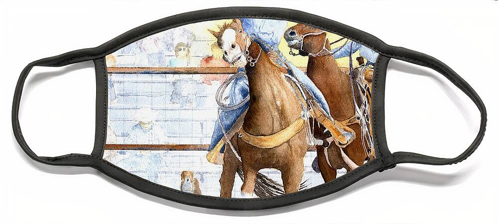 Ranch Rodeo Face Mask featuring the painting All About The Dog by John Glass