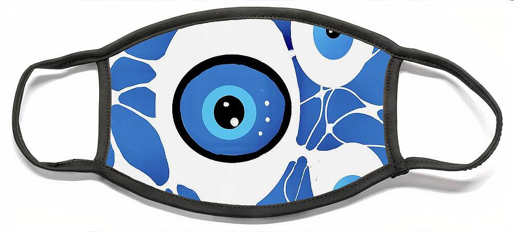 Neurographic Artwork Face Mask featuring the digital art All eyes on you NEUROGRAPHIC Artwork by Elaine Hayward