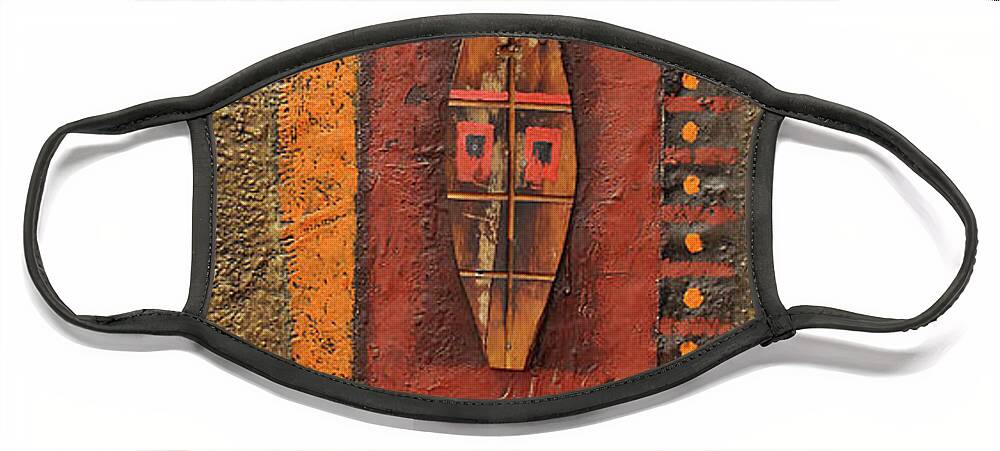 African Art Face Mask featuring the painting All Systems Go by Michael Nene