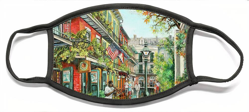 New Orleans Jazz Face Mask featuring the painting Alley Jazz by Dianne Parks