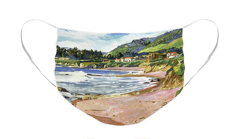 Landscape Face Mask featuring the painting Along The Coast Highway by David Lloyd Glover