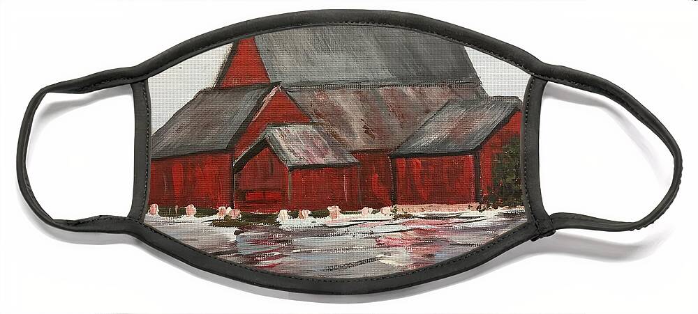 Barns Face Mask featuring the painting Along the Fall River by Debora Sanders