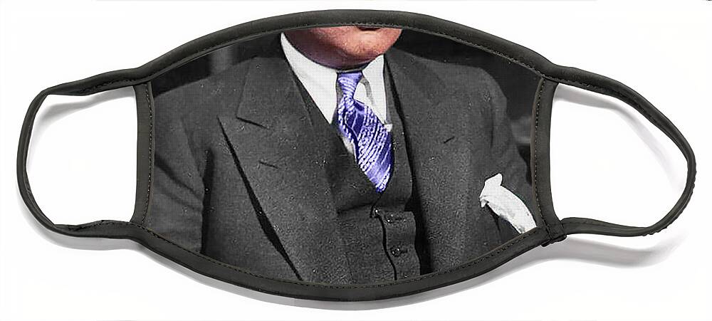 Alphonse Gabriel Capone Face Mask featuring the mixed media Alphonse Gabriel Capone 1930 by Pheasant Run Gallery